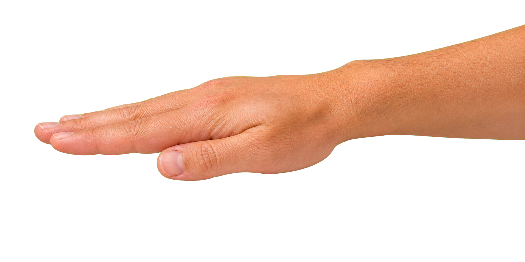 A hand ready to press the towel